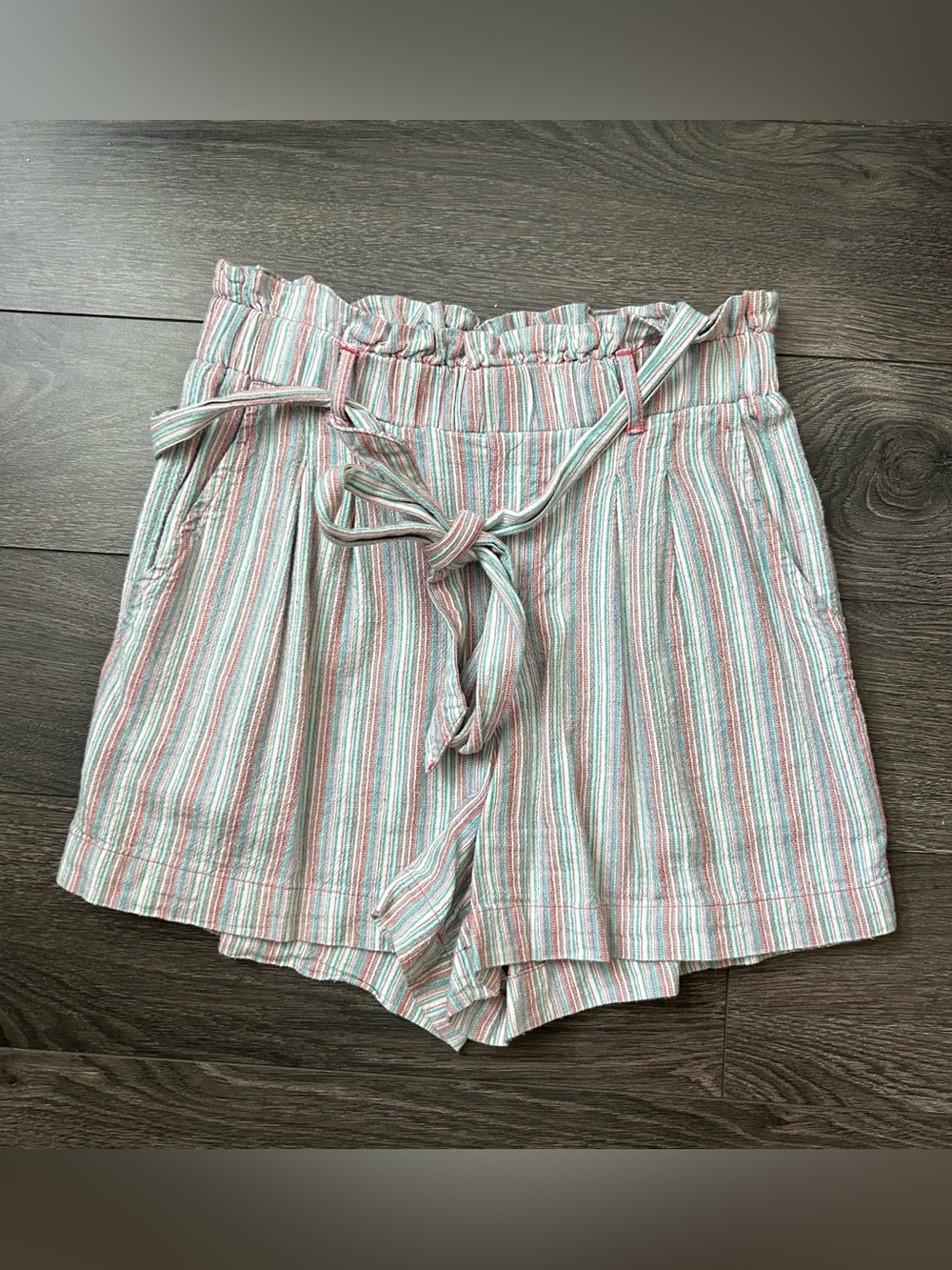 American Eagle Striped Paperbag Shorts